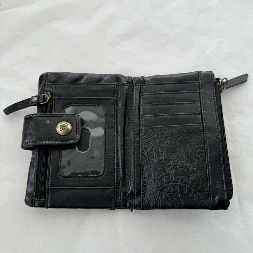 Relic Black Floral Tooled Leather Checkbook Wallet Boho - Picture 8 of 11